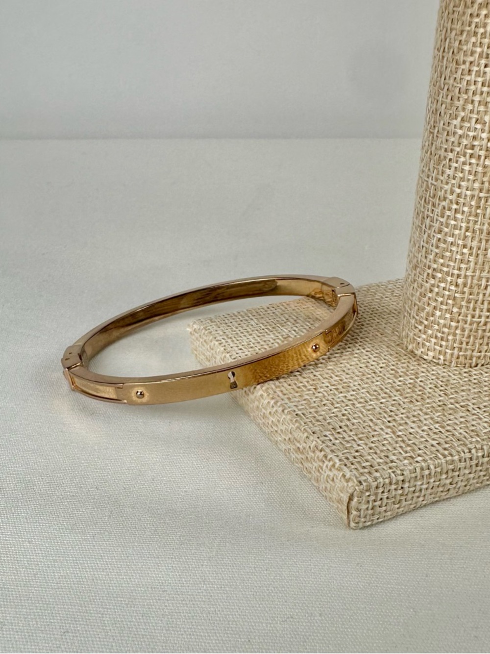 Fossil Bracelet, Rose Gold Plated Keyhole Bracelet, Hinged and Clasp